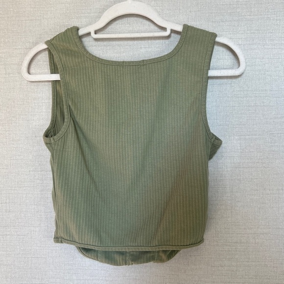 Pretty Little Thing Women's Crop Corset Style Tank Top Size 8 Khaki - Picture 3 of 7